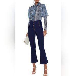 New Alice McCall All Of Me Jet Black Studded Kick Flare  Stretch Jeans Size 2